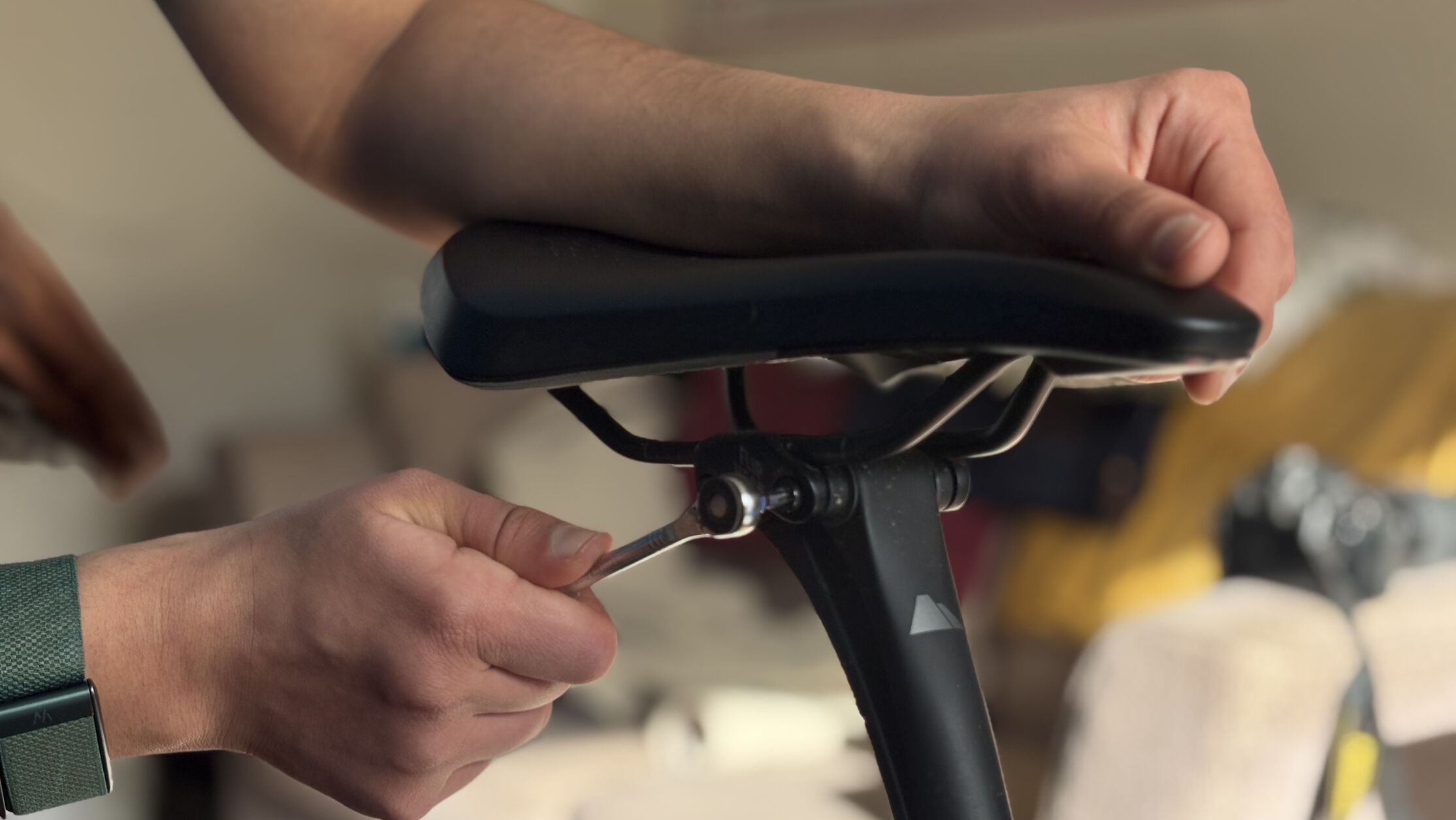 Not too far forward, not too far back. Aim for somewhere around the middle. 