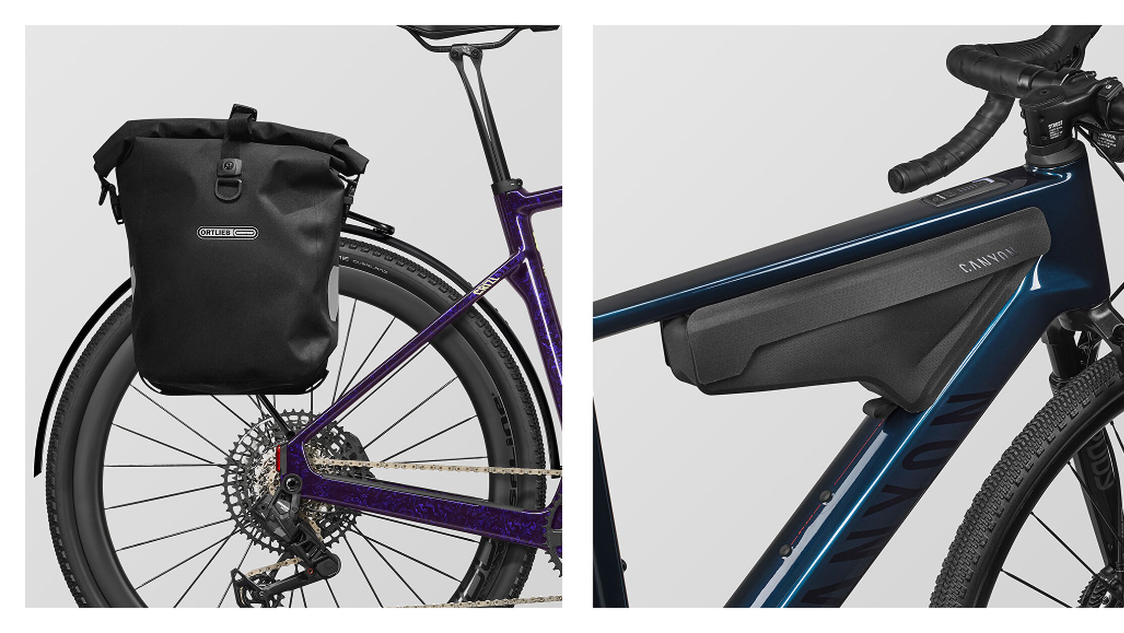 Bikepacking with an e-bike: Carrying extra storage on the Canyon Grizl:ONfly makes long-distance touring effortless.