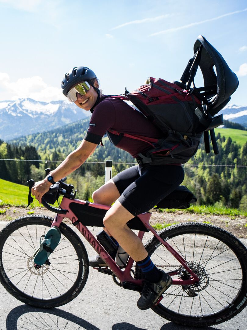 Lightening the load for the harder ascents. | &copy; Max Schumann 