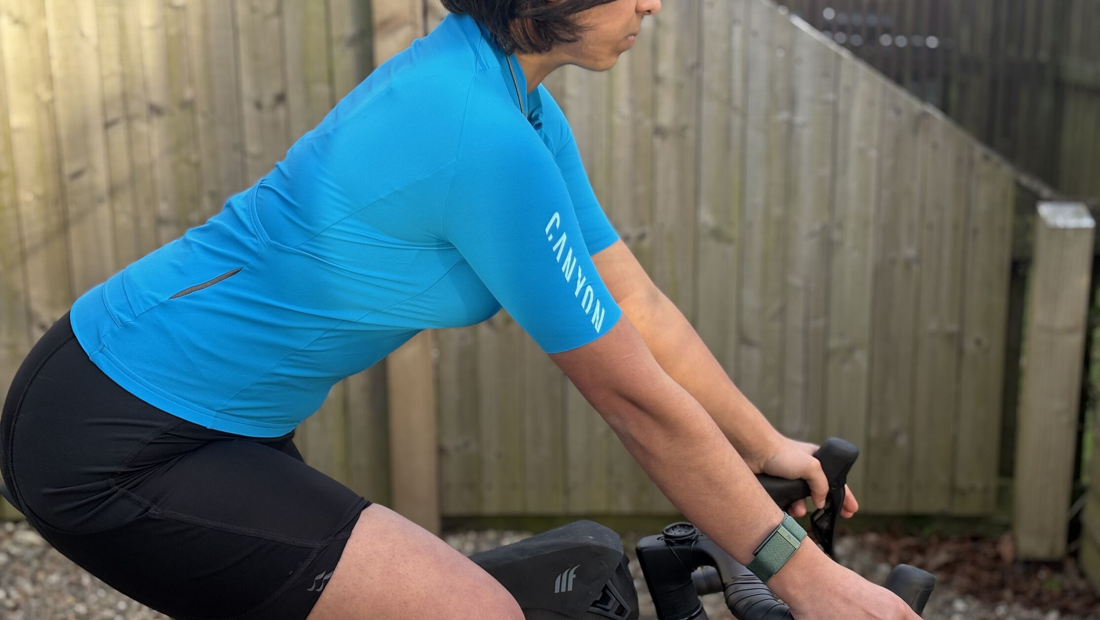 Your back should be level- not too hunched and not too arched. 